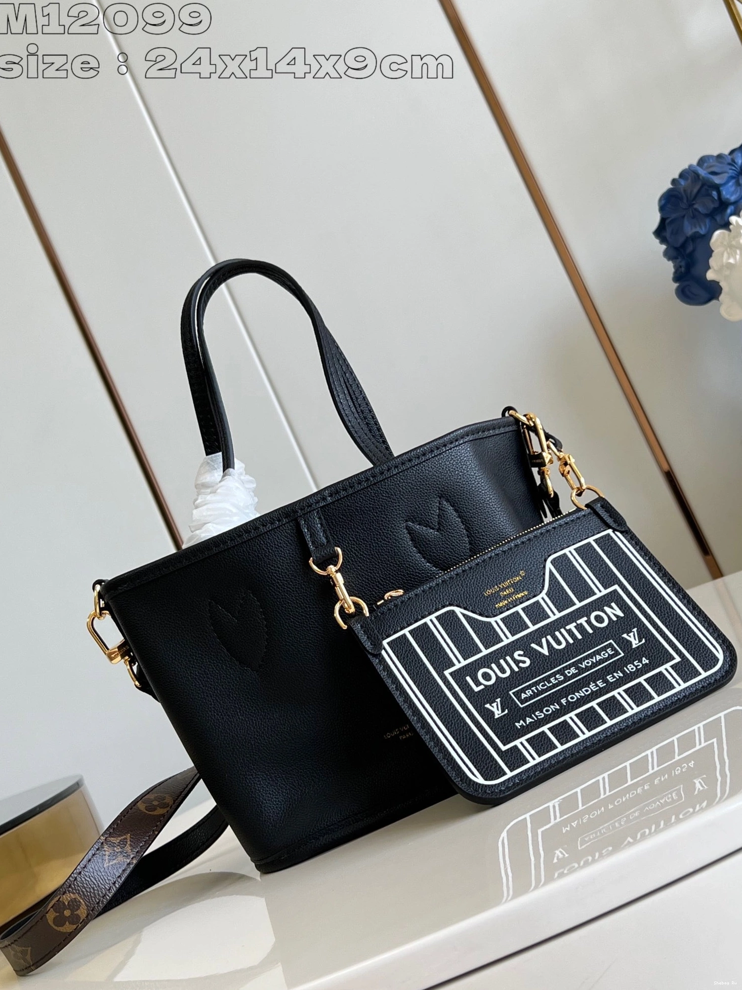 Neverfull Out Bandoulière VUITTON LOUIS Inside BB 0808